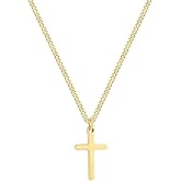 Joxevyia Cross Necklace for 14K Gold Filled Stainless Steel Small Cross Pendant with Cuban Chain Necklace Simple Faith Jewelry Christmas Gift for Men Women 16-24 Inches