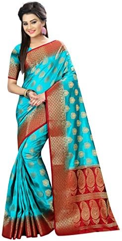 Woven Work Banarasi Art Silk Saree for women With Unstitched Blouse Piece (Sky Blue)