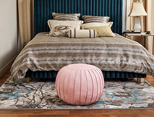 Comfortland Unstuffed Round Pouf Foot Stool for Christmas Medium Storage Ottoman Seat Decorative Bean Bag Floor Chair Foot Rest Pillow for Living Room, Bedroom, Kids Room and Wedding (Pink)