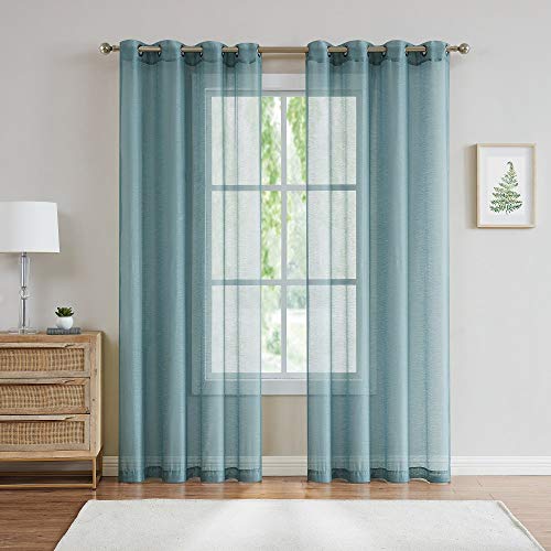 Warm Home Designs Pair of 2 Long Size 54" (Width) x 108" (Length) Dusty Blue Sheer Window Curtains. 2 Elegant Voile Panel Drapes are 108 Inch Wide Total - K Dusty Blue 108"