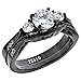 FlameReflection Stainless Steel Wedding Ring Set for Women Bridal Engagement Band Round CZ Three Stone