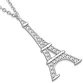 My Daily Styles 925 Sterling Silver French France Eiffel Tower CZ Pendant Necklace