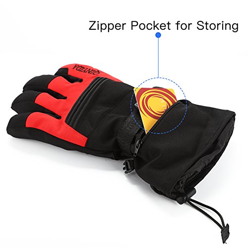Mounchain Winter Ski Gloves Waterproof Windproof and Breathable Snow Gloves Fit Women and Men with Wrist Leashes,Zipper and Pocket,Anti-Slip PU Palm and Polyester Fabric Back with Insulated Cotton - Thumbnail 3
