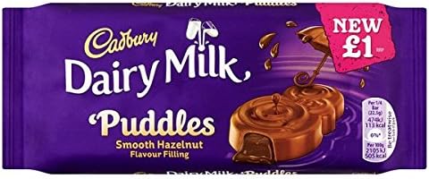 British Cadbury's Hazelnut Puddles Chocolate Bar - Ships From The UK - Case Of 18 x 90g Bars