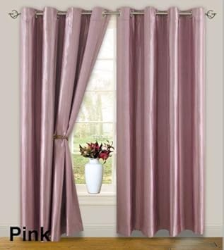 Pink Stripe Faux Silk Curtains 90 X 72 Fyfe Modern Glamour