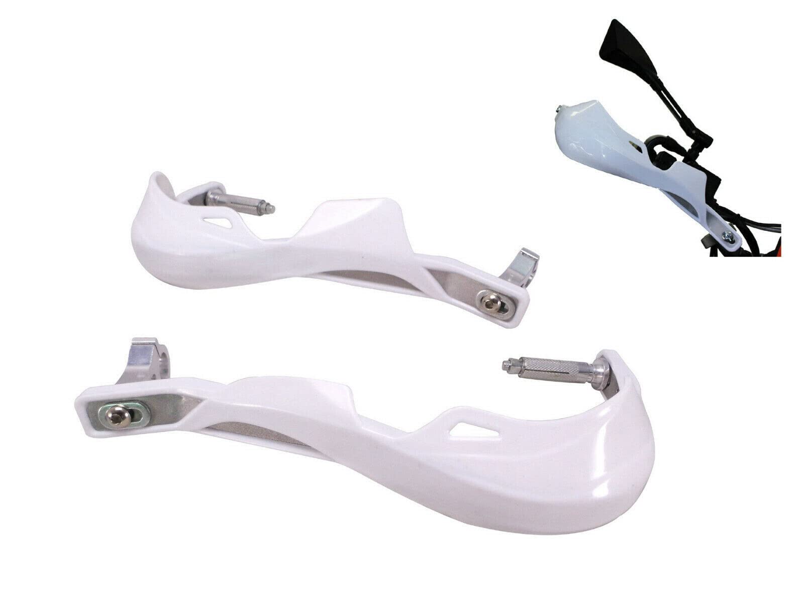 Motorbike Handguards Hand Guards - WHITE - with Metal Inserts to fit 22mm 7/8" Handlebars for Motocross, Supermoto, Scrambler Bikes