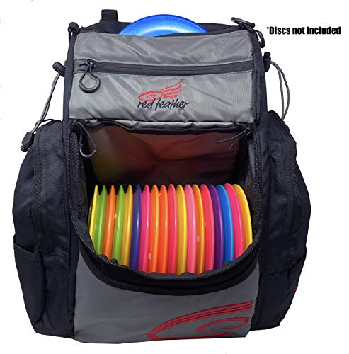 Red Feather Disc Golf Backpack - 20+ Disc Capacity with Matching Rainfly - Extra Storage and 2 Water Bottle Holders