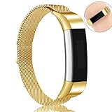 AK For Fitbit Alta HR Bands Milanese Stainless Steel Small Large Magnetic Closure, Adjustable Alta HR/Alta Accessories Metal Bands Straps for Fitbit Alta HR 2017/Fitbit Alta 2016 (Gold, Small)