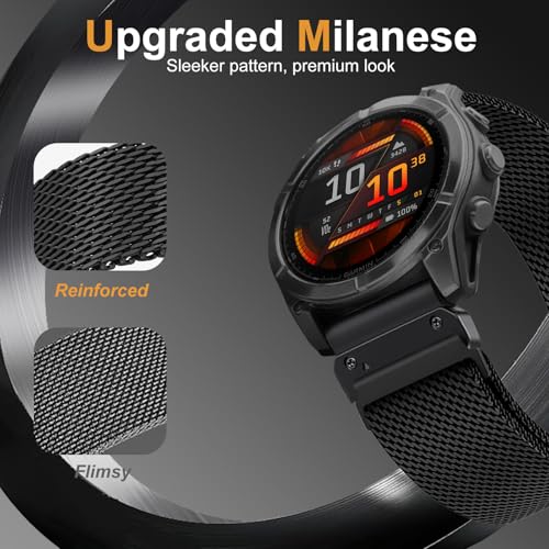 Titanium Strap for Garmin fenix 6x/6x Pro, Easy Fit 26mm Titanium Bracelet for Fenix 5x/5x Plus/7x/7x Pro/8/8 pro 51mm/3/3 HR/Tactix 7/Tactix 7 Pro/Epix Pro 51mm/Garmin Enduro 3/Descent MK1/2 /2i