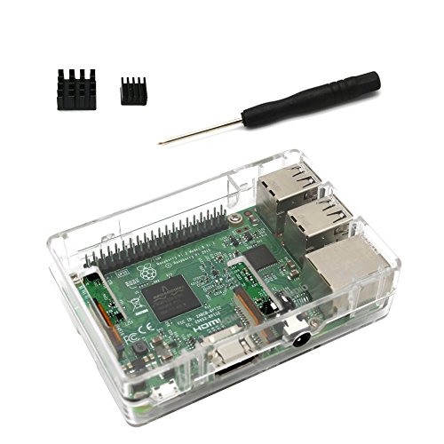 Raspberry Pi 3 B+ Case Clear Protective Case for Raspberry Pi 3 Model B Pi 2 Model B &amp; Pi Model B+ with 2pcs Heatsinks 1pcs Screwdriver