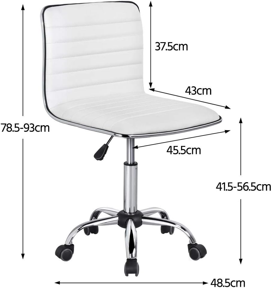Yaheetech Chaise De Bureau Sans Accoudoir A Dossier Bas Fauteuil De Travail A Roulettes Assise Reglable Chaise D Ordinateur 120 Kg Blanche Chaise Pour Chambre Amazon Fr Cuisine Maison