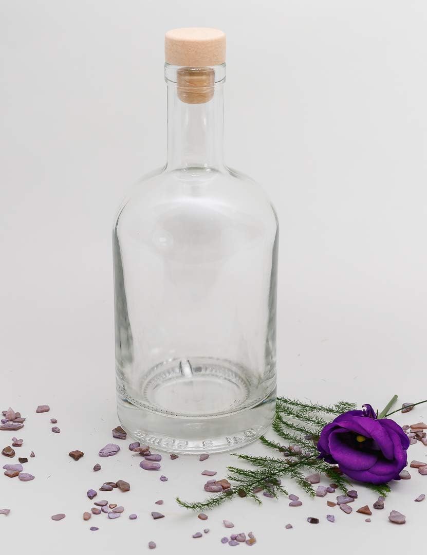 casavetro Clear Cork Stopper Empty Glass Bottles 500 ml - Reusable Refillable Cork Lids - Air-Tight for Sloe Gin Oil Vinegar Beer Wine Cider Soda Vodka and Water (6 x 500 ml)