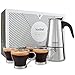 VonShef 6 Cup Stovetop Espresso Coffee Maker with 4 Glass Demitasse Cups – Stainless Steel