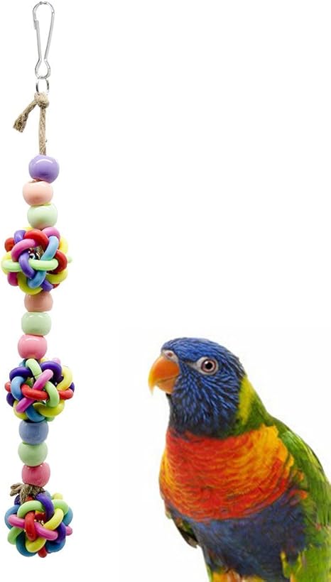 Amazon Co Jp 鳥は おもちゃ オウム オウム 鳥 カラフルなプラスチックの鐘 玉虫色の玩具 吊り下げスタンド 耐久性のあるビーズ 大きな中型小型ペットラック ホーム キッチン
