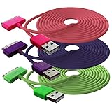 Airtight Cellular Bundle of 3 USB Cables Charge and Sync 30-Pin iPhone 4s 4 3gs iPod Touch 1 2 3 4 iPad 1 2 3 Extra Long 6.5 feet Value Pack of 3