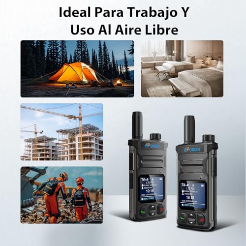 OMIZN T6 Radios de Comunicación Globales 4G LTE Distancia Ilimitada, Cifrado AES-256, Recargables para Equipos de Trabajo, Familias y Actividades al Aire Libre, Paquete de 2