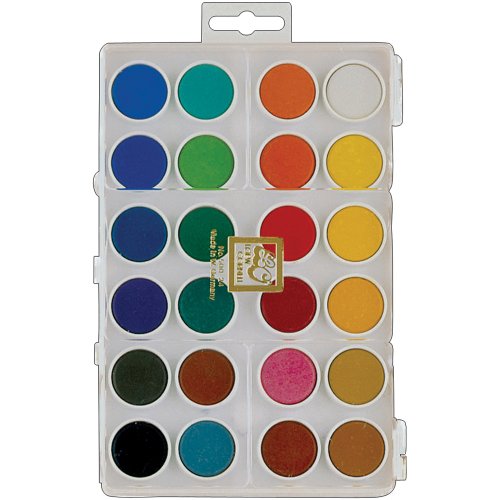 Loew-Cornell Assorted Dry Pan Watercolor Paint Cakes, 24-Pack