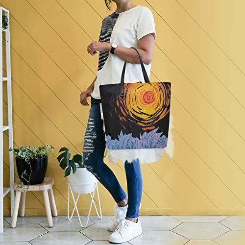 LEEZONE Women Tote Bag Shoulder Bag Double sides fashion Handbag-Flamingo Trees Printing (Fantasy Sky)