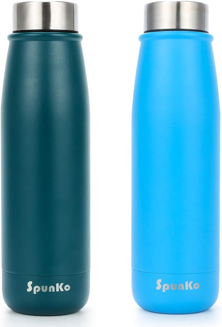 Stainless Steel Vacuum Insulated Water Bottle 18oz Wide Mouth Hot Cold Thermal Reusable Metal Water Bottles Thermos Flask Leak Proof BPA Free for Sports Gym Camping-530ml (Navy Blue)