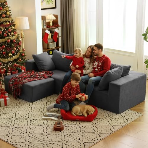 Photo 1 of Vamcheer Modular Sectional Sofa - Modern L Shaped Boneless Couch with Deep Seat, Upholstered Sectional Couches for Living Room, Bedroom, Office, No Assembly Required, Gray