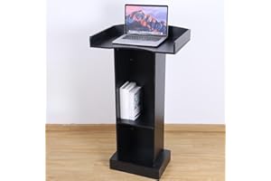 BEQUZON Black Podium Stand for Lectern, Presentation, Church, Classroom, Shelf Adjustable