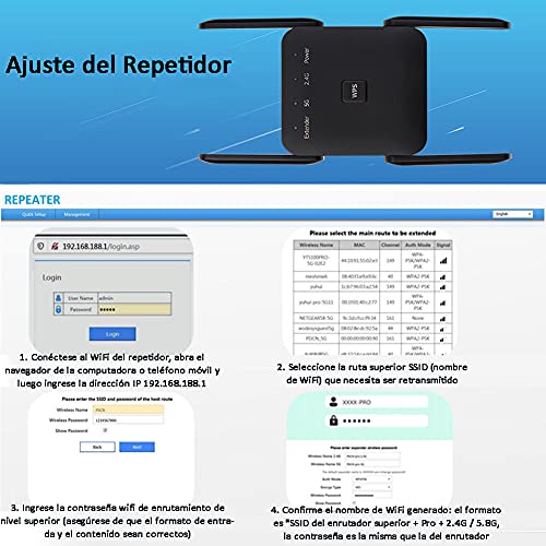 Repetidor-WiFi-1200Mbps-24-GHz-y-5GHz-Extensor-WiFi-Inalambrico-Amplificador-Senal-de-WiFi-Doble-Banda-Enrutador-Inalambrico-Extensor-de-Red-WiFiRepertidorAp-ModoWPS-Modos-4-Antenas-Externas