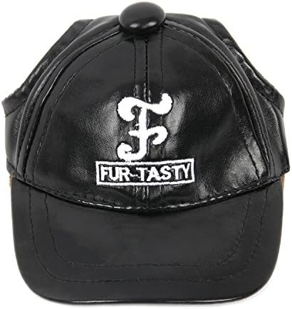HBuir Pet Sun Protection PU Leather Hat with Ear Holes Adjustable Baseball Cap,Black
