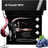 Rabbit Wine Bottle Opener Corkscrew Kit - Best Wine Accessories, All in One Manual Cork Screw Key Opener Set With Foil Cutter and Wine Aerator for Waiters, Bartenders, Chefs, Travel. Rose Gold