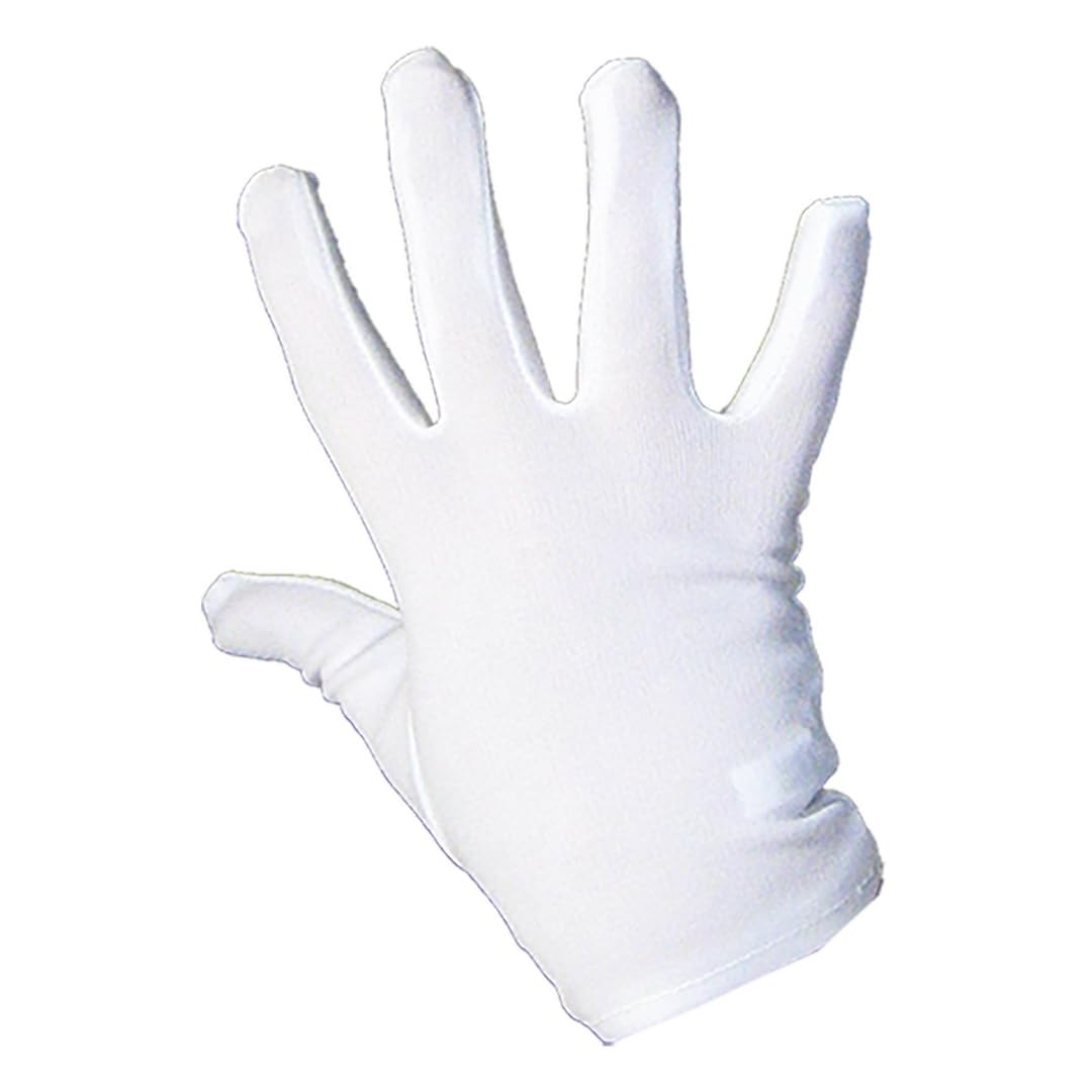 P'tit Clown - 68151 Pair of Short Gloves - White Short Gloves - Fancy Dress Accessory - Waiter, Santa Claus - Adult - White - For Carnival, Christmas, Halloween, Theme Parties - One Size