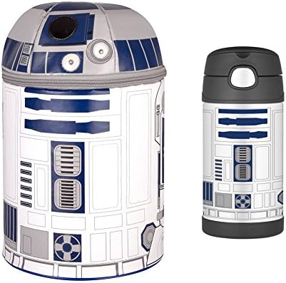Thermos Lunch Kit Zipper Bag Star Wars R2D2 with Lights and Sound + 12oz Funtanier Straw Bottle