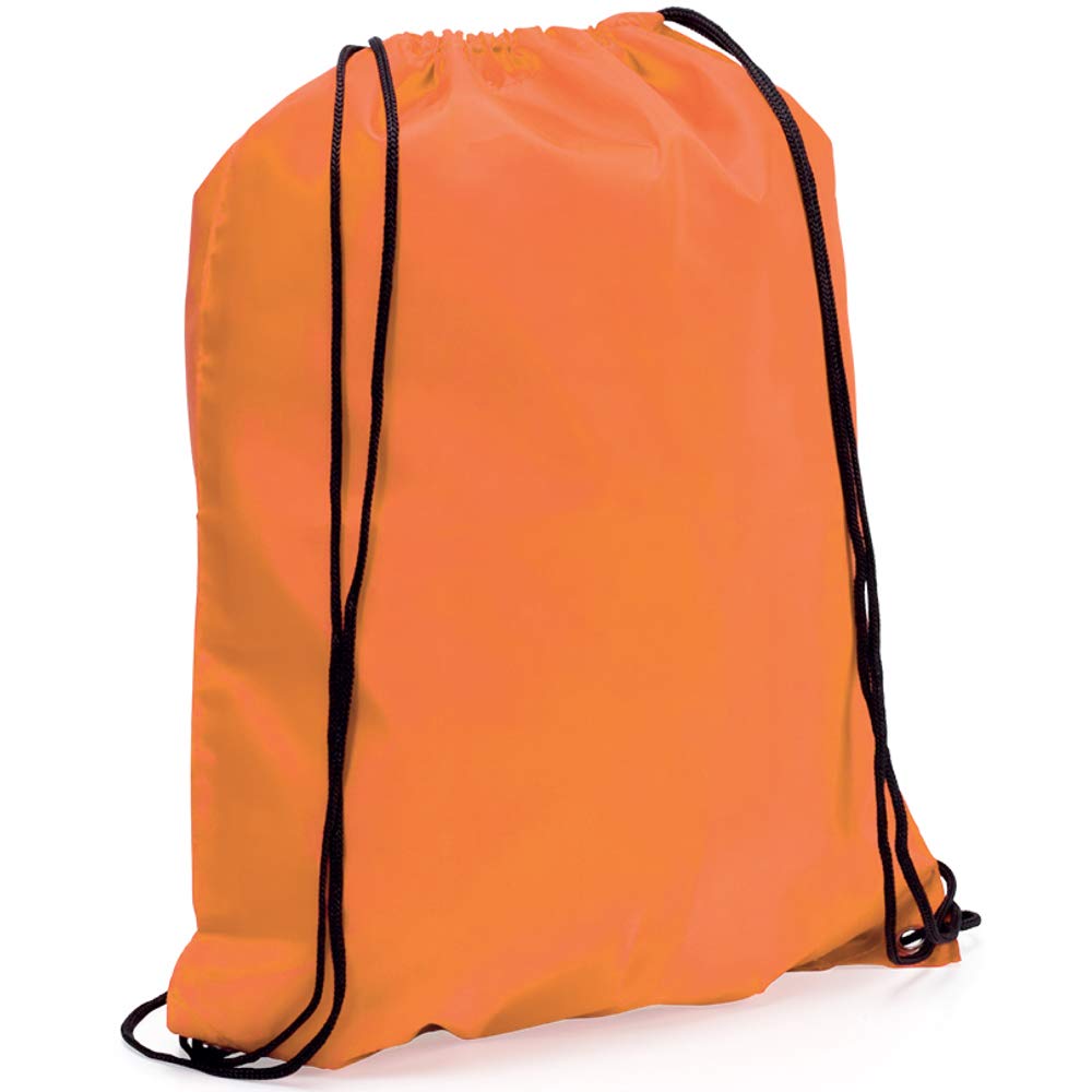 eBuyGB Pack of 10 Children's Nylon Drawstring Rucksack Bags, Orange