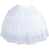 QIXIAMO Crinoline Underskirt Petticoat Cage 2 Hoops Knee Length for Women Girls Bridal Dress Vintage Gown Colorless Hoop Skirt