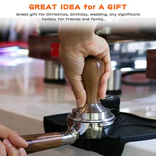 Kaffee Tamper 51mm Holz, Espresso Tamper Set Mit Avec Coussin en Silicone, Edelstahl Barista Tamper Presse 51mm Für… – Bild 8