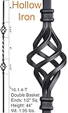 Satin Black 16.1.4-T Hollow Double Basket Iron Baluster for Staircase Remodel, Box of 5