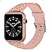 iitee Christmas Shiny Glitter Power PU Leather Bling Luxury iWatch Band Wristwatch Bracelet Strap Belt for Apple Watch (Salmon, 38 mm)