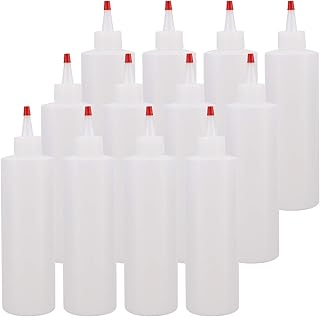 Lawei 12 Stück Quetschflasche Squeeze Flasche mit Kappe Saucenflasche aus Kunststoff für Ketchup Gewürze Senf Soße Öl, 470 ml