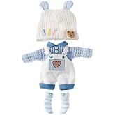 niannyyhouse OB11 Doll Clothes Hat Sweater Overalls Socks, 1/12 Scale Bear Suit, Action Figure Outfit