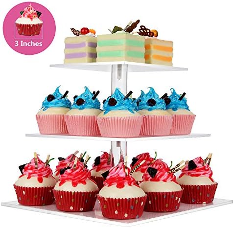 NeoBee 3-Tier Square Party Cupcake Stands,cake stand,cupcake display,Cupcake rack, Food display stands.