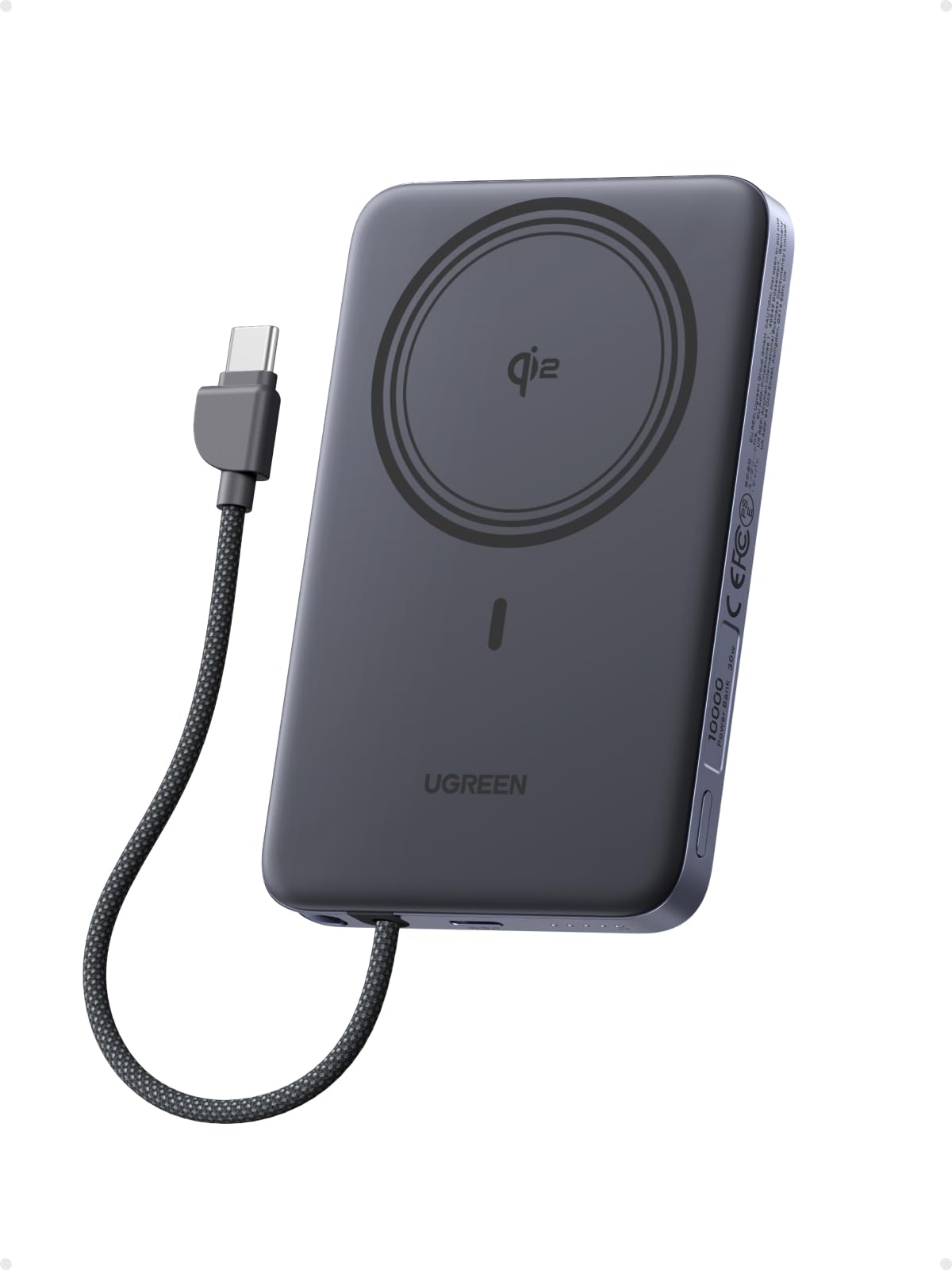 UGREEN MagFlow Air Ultra Slim Powerbank Magsafe 10000mAh Qi2 15W, (Grau)