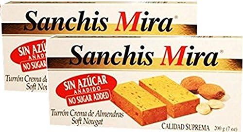 Sanchis Mira Sugar Free Turron de Jijona 7 oz (Pack of 2)