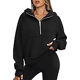 ATHMILE Womens Hoodies Long Sleeve Fleece Quarter Zip Pullover Workout Oversized Sweatshirt Fall Winter Crop Jacket Tops 2025