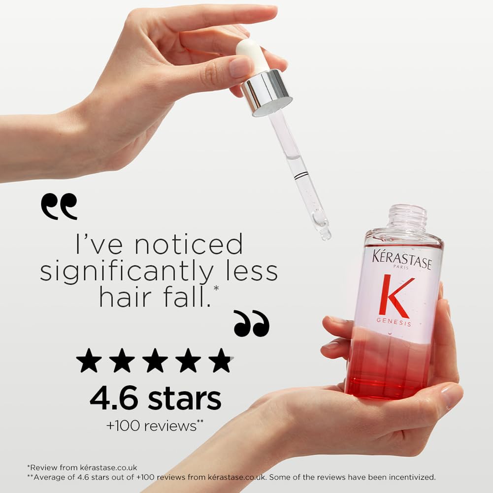 Kérastase Genesis Hair Serum, Nourishing & Fortifying Leave-In Conditioner, For Weakened Hair, With Ginger Root & Edelweiss Flower, Sérum Anti-Chute Fortifiant, 90 ml