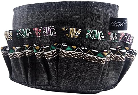 Oh Girl Designer Purse / Handbag Organizer Insert - Rigid Heavy Duty Cotton Construction Won't Collapse in Your Bag (Length 10.5" Width 5.5" Height 6", Dark Jeans with Multi Color Trim)