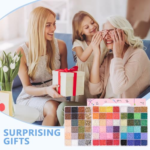JHWELRG 36500 Pieces 72 Colour Colourful Beads for Bracelets 3 mm Beads Set, DIY Necklaces, Jewellery Making Set with Letter Beads for Threading, Gift Idea for Christmas, Birthday, Parties