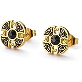 Dreamtimes Viking Celtic Knot Cross Earrings for Women Men Stainless Steel Viking Stud Earring Cross Stud Earrings Irish Jewelry Gifts