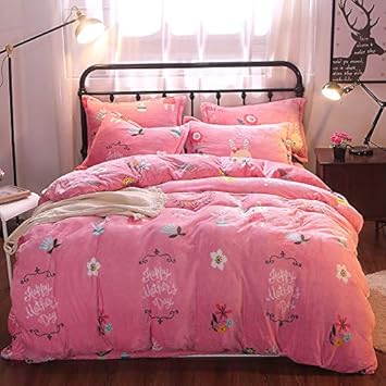 Amazon Com Kfz Bed Set Bedding Sheets Set Fleece Warm Duvet Cover