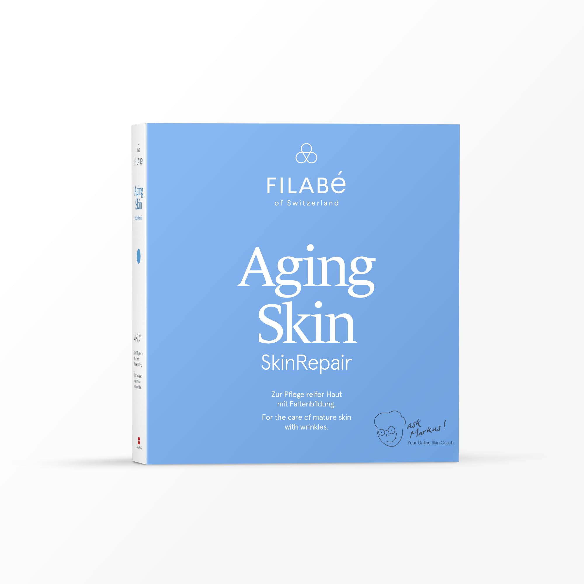 Aging Skin - For the reduction of wrinkles. Slows down skin ageing. Pack for 28 days. Vegan and additive-free - Swiss made by Filabé of Switzerland