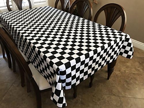 Zen Creative Designs Cotton Blend 2 Inch Checkered Tablecloth/Birthday Party Special Event Table Decor/Race Car Flag Checkerboard Pattern Tablecloth (72" x 58")