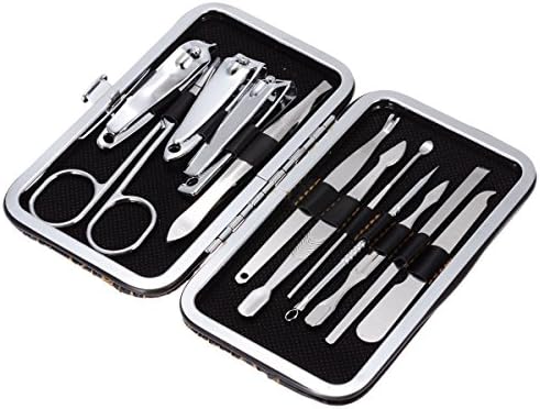 Pedicure Set Nail Clippers Cleaner Cuticle Grooming Kit Stainless Steel Ear Pick, Eyebrow Tweezers,Blackhead Needle and Loop Romover,Scissors.