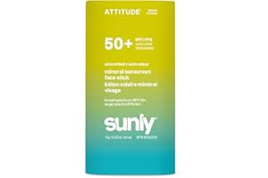 ATTITUDE Face Sunscreen Stick SPF 50, Broad Spectrum Zinc Oxide, EWG Verified, Non-Nano, Lightweight Non-Greasy, Vegan, Unsce